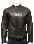 mens leather biker bomber jacket tan