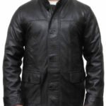 mens leather jacket black
