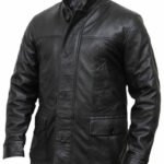 mens leather jacket black