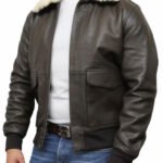mens leather jacket black
