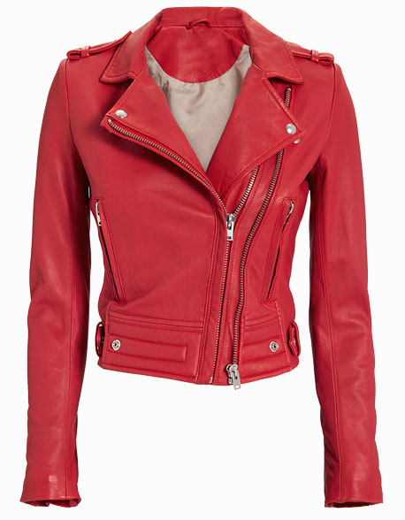 Red leather jacket for women