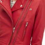 Red leather jacket for women
