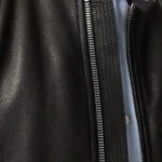 Zip Detail Black Leather Jacket - Image 3