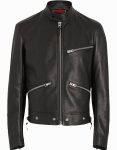 Zip Detail Leather Jacket