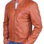 mens leather jacket brown