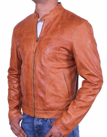 mens leather jacket brown