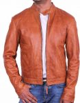 mens leather jacket brown