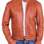 mens leather jacket brown