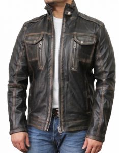 mens black biker leather jacket allan