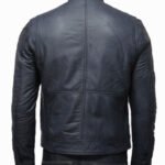 mens classic leather biker bomber jacket grey