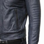 mens classic leather biker bomber jacket grey