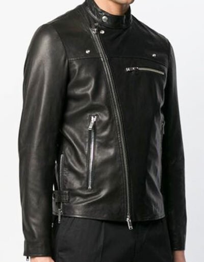 zipped leather jacket