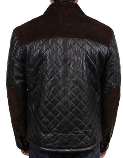 Men black leather jacket black