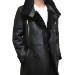 mens luxury sheepskin long duffle coat