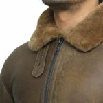 men aviator soft shearling sheepskin leather bomber flying jacket