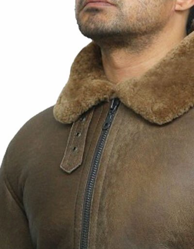 men aviator soft shearling sheepskin leather bomber flying jacket