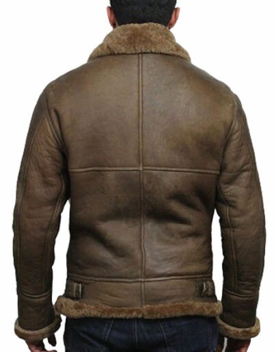 men aviator soft shearling sheepskin leather bomber flying jacket