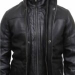 mens leather biker parka jacket coat designer style