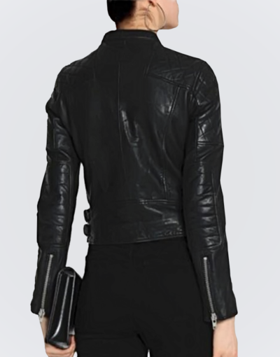 Petite Snap-Neck Biker Jacket for Women