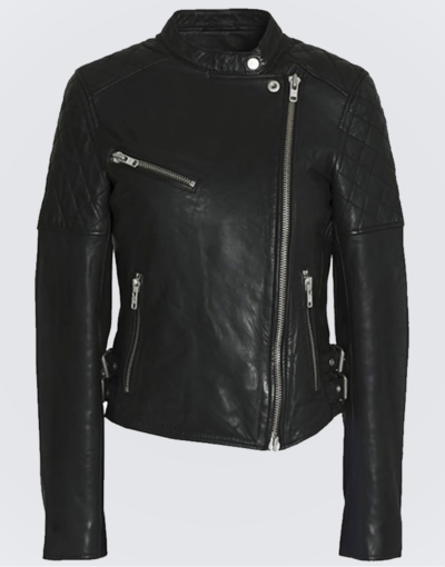 Petite Snap-Neck Biker Jacket for Women
