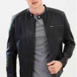 STEVEN MATT BLACK LEATHER JACKET