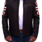 Mens UK Flag Motorcycle Leather Jacket