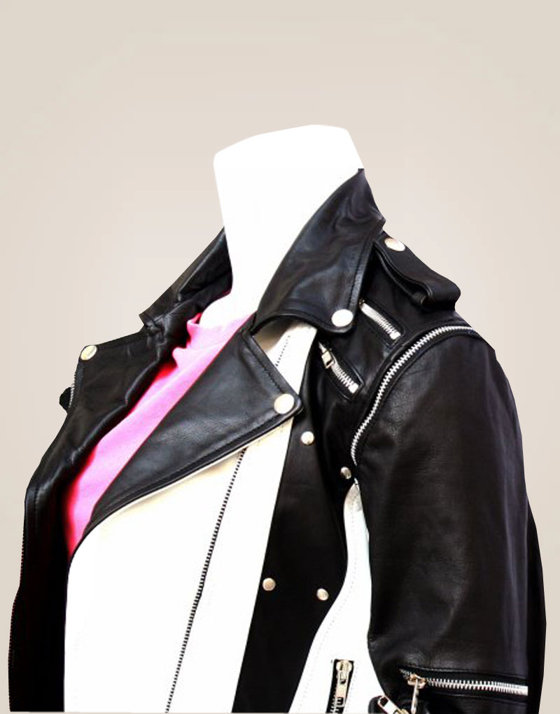 Michael Jackson Black & White WOMEN’S Pepsi Leather Jacket