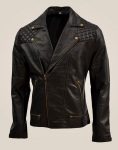 Quilted Men's Soft Black Sheep Leather Jacket