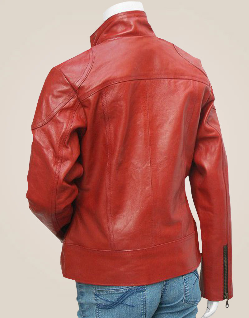 Women's Lovely Antique Style Maroon Leather Jacket
