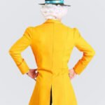 Halloweens-Benz-Leather-Mens-Alice-Wonder-Land-Leather-Hatter-MAD-Yellow-Biker-Coat