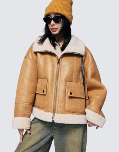 Women's RAF Aviator B3 Bomber Fur Jacket