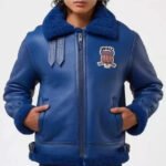 Avirex Blue B3Shearling Fur Leather Jacket - Image 3