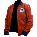 DBZ Goku Kakarot Orange Leather Jacket – Anime-Inspired Bomber for Cosplay, Streetwear & Riders - Image 3