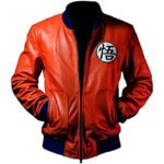 DBZ Goku Kakarot Orange Leather Jacket – Anime-Inspired Bomber for Cosplay, Streetwear & Riders - Image 5