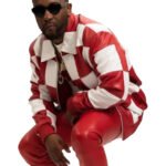 Men’s Red & White Lambskin Leather Biker Jacket – Checkmate Quilted Moto Style - Image 5