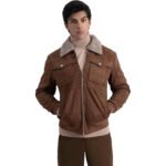Men’s Suede Leather Bomber Jacket with Detachable Fur Collar – Casual & Smart Outerwear - Image 4