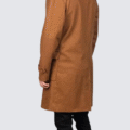 Men’s Tan Wool Coat with Hood & Toggle Closure – Premium Winter Outerwear - Image 2