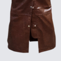 Unisex Long Brown Leather Duster Coat – Vintage Steampunk Matrix-Inspired Trench for Men & Women - Image 4