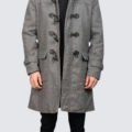 Men’s Grey Wool-Blend Toggle Coat with Hood – Tailored Fit, Classic Winter Warmth - Image 3