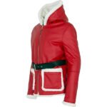 Men’s Santa Claus Cosplay Leather Jacket – Premium Red Shearling Festive Wear - Image 2