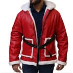 Men’s Santa Claus Cosplay Leather Jacket – Premium Red Shearling Festive Wear - Image 4