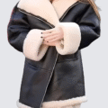 Women’s Real Leather B3 Bomber Jacket – Shearling-Lined Aviator Coat with Vintage Distressed Finish