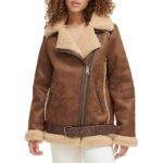 Women’s B3 Shearling Leather Jacket – Vintage RAF Aviator Style with Off-White Fur Collar - Image 4
