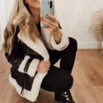Women’s RAF Distressed Leather Shearling Aviator Jacket – Vintage B3 Bomber Style - Image 3