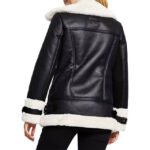 Women’s RAF Distressed Leather Shearling Aviator Jacket – Vintage B3 Bomber Style - Image 2
