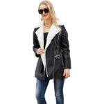 Women’s B3 Black Leather Shearling Aviator Jacket – RAF Bomber Style Outerwear - Image 3