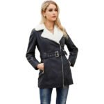 Women’s B3 Black Leather Shearling Aviator Jacket – RAF Bomber Style Outerwear - Image 4