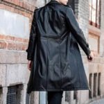 Men's Full-Length Black Leather Trench Coat – Classic Notched Collar Overcoat - Image 2