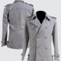 Edward Cullen Men’s Grey Pea Coat | Twilight-Inspired Vampire Cosplay Jacket - Image 4