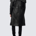 Men’s Vintage Black Leather Trench Coat | Long Button-Up Genuine Leather Duster - Image 2